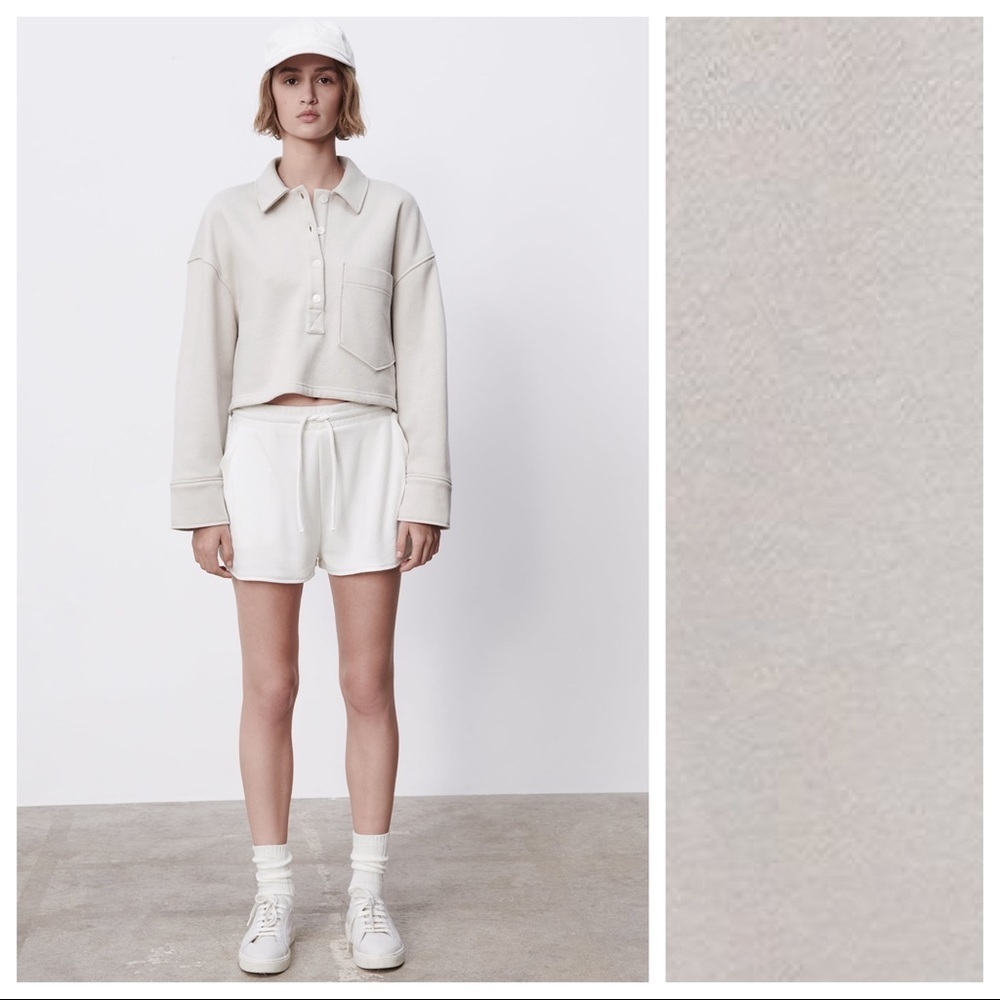NWT. Zara Light Gray/Beige Polo Sweatshirt. Size S.